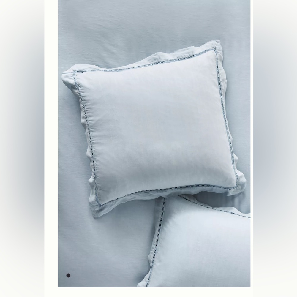Anthropologie Tencel & Linen Blend Euro Sham, 26” x 26”. Color: Sky - Picture 1 of 2